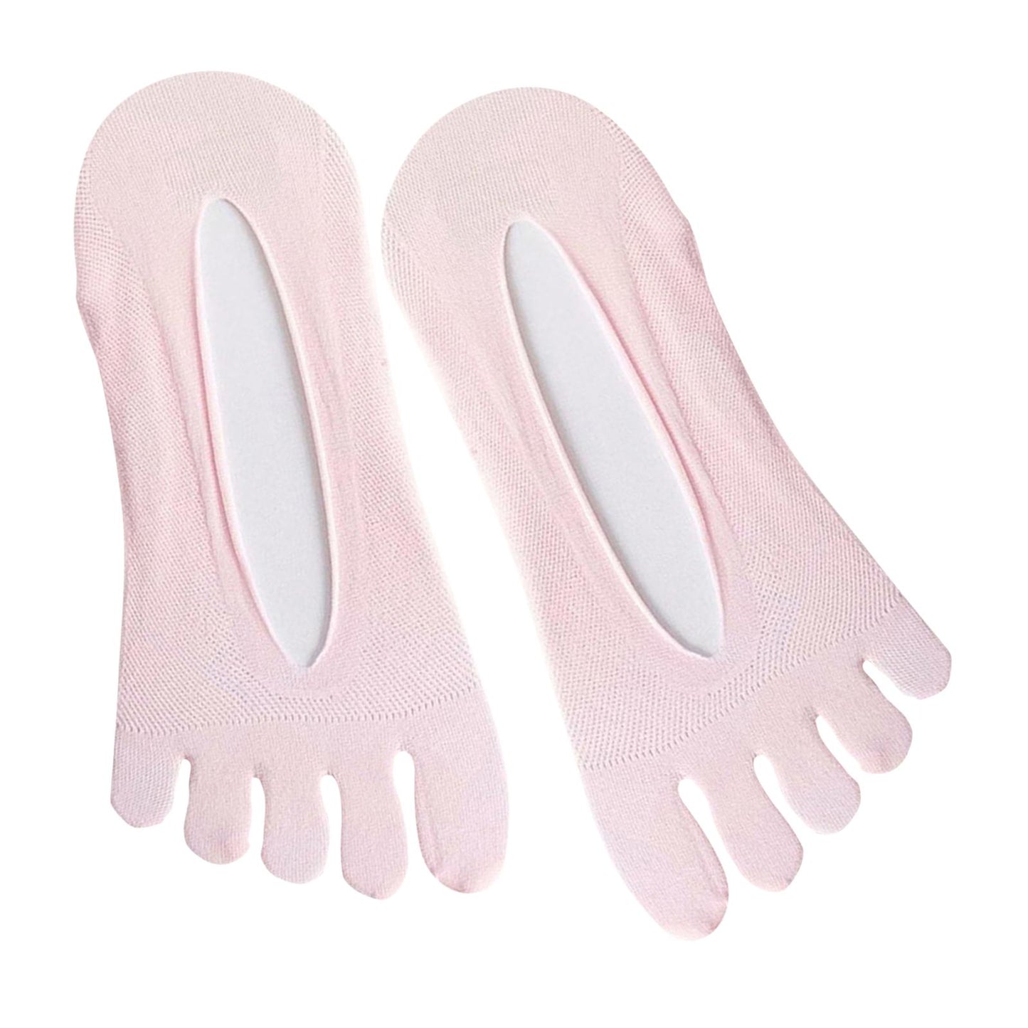 Women FIVE FINGER SOCKS with Silicone Pad Toe Sock Invisible Low Cut Pink