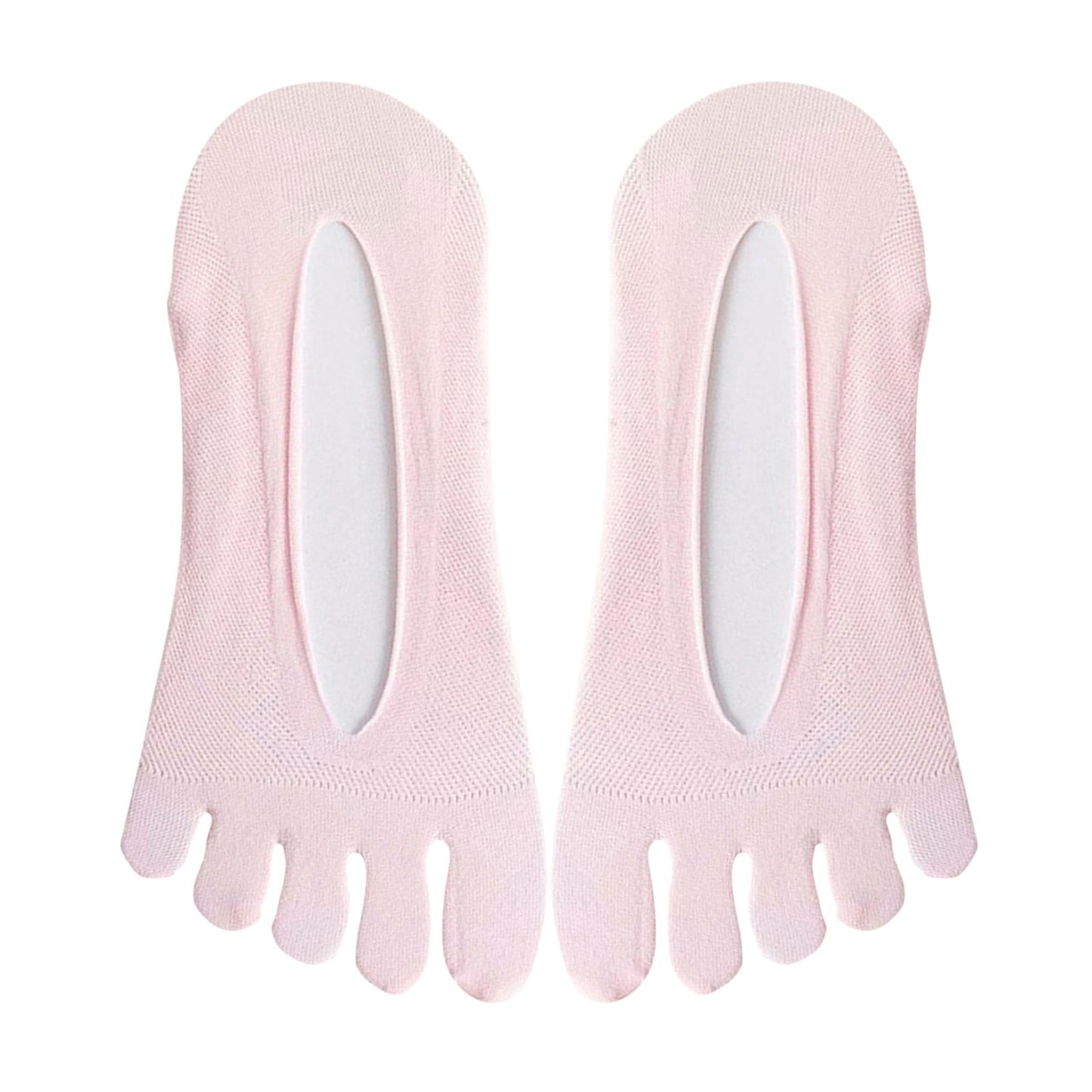Women FIVE FINGER SOCKS with Silicone Pad Toe Sock Invisible Low Cut Pink