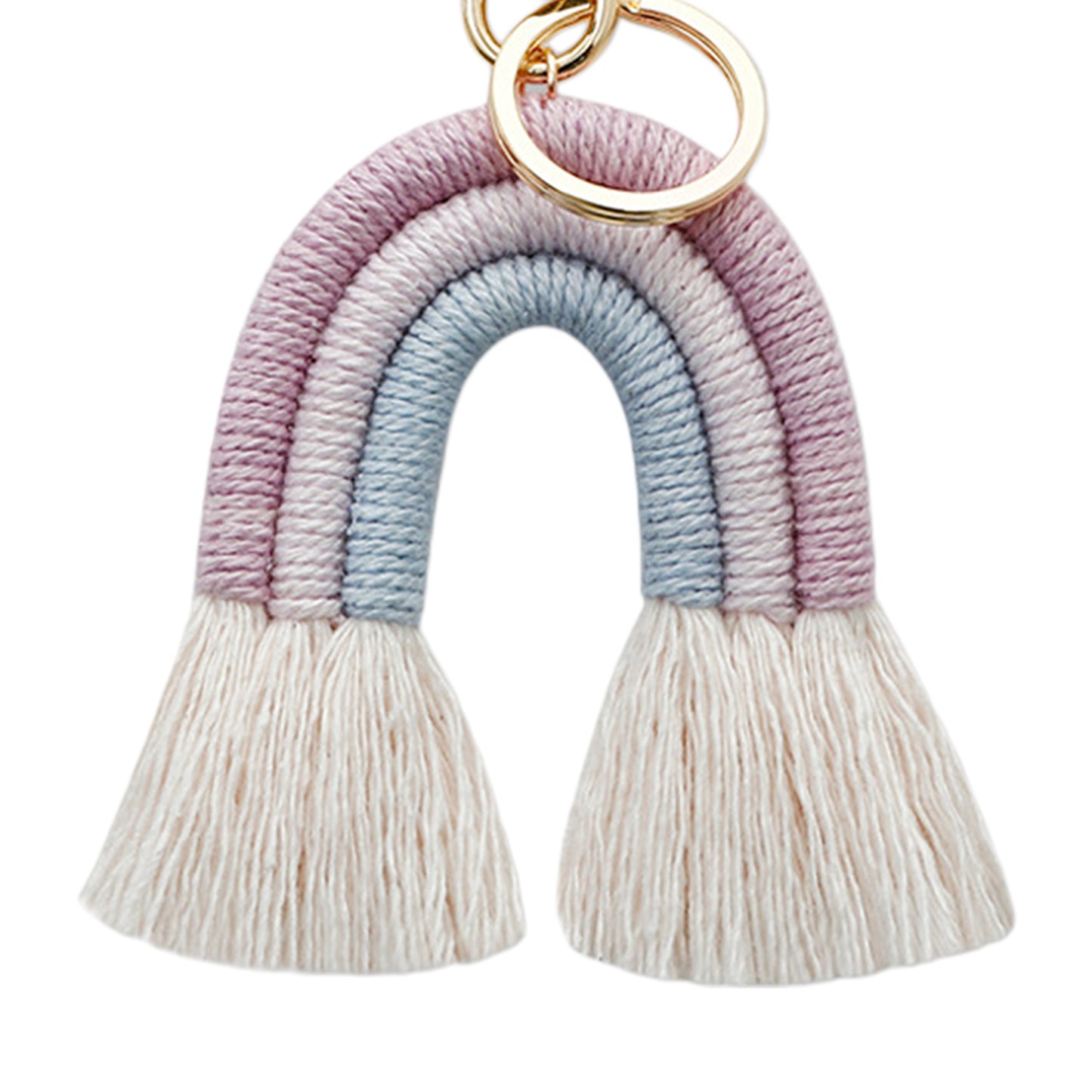 Weaving Rainbow Keychains Tassel Macrame Key Holder Keyring Bag Charm Purple