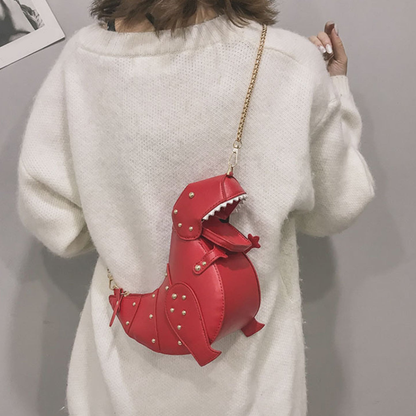 Women Cartoon Shoulder Bag Chic Chain Strap Crossbody Purse Handbag Red