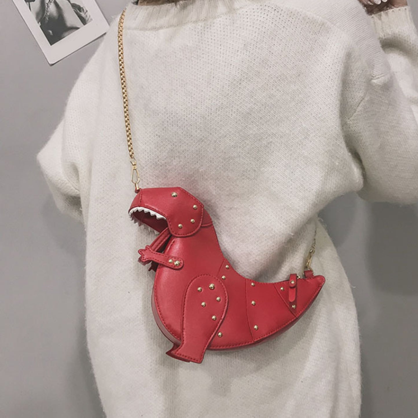 Women Cartoon Shoulder Bag Chic Chain Strap Crossbody Purse Handbag Red