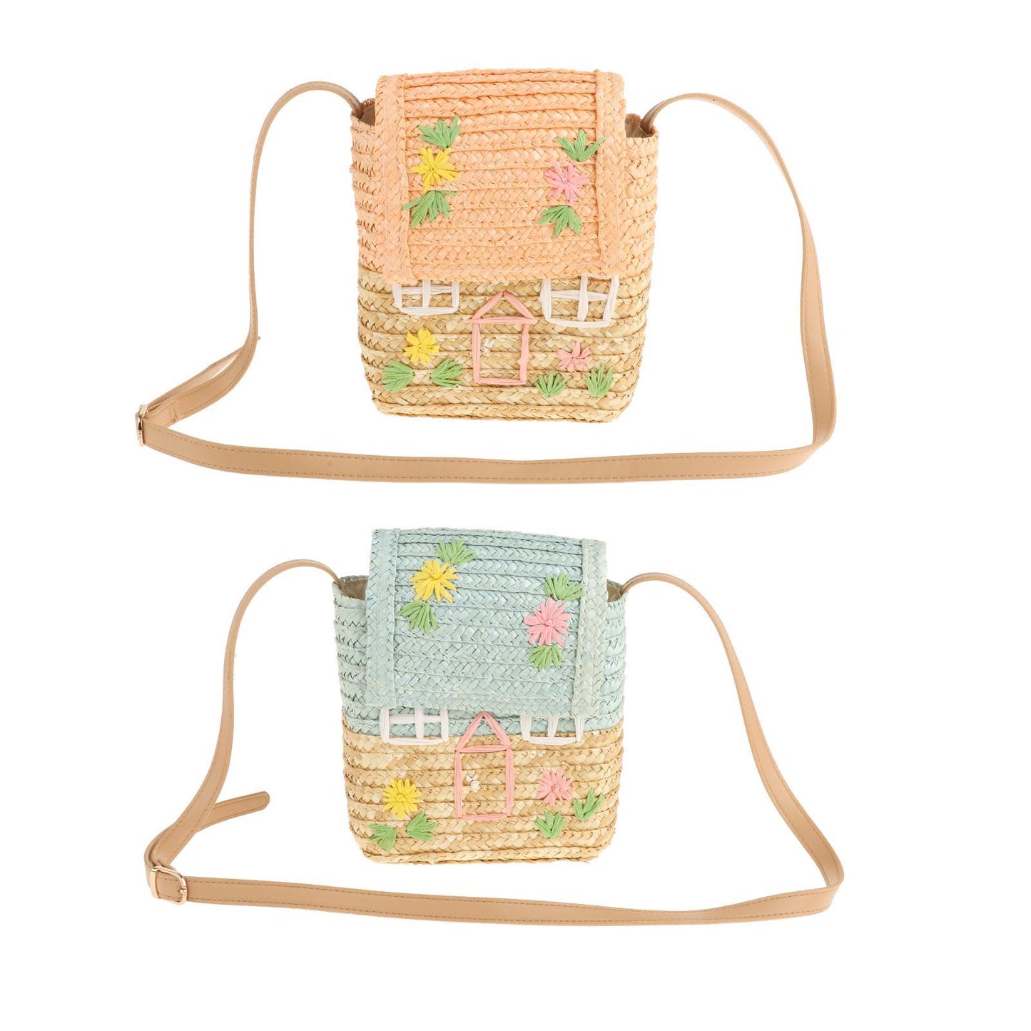 Women Girl Straw Shoulder Bag Summer Tote Holiday Travel Rattan Handbag Pink