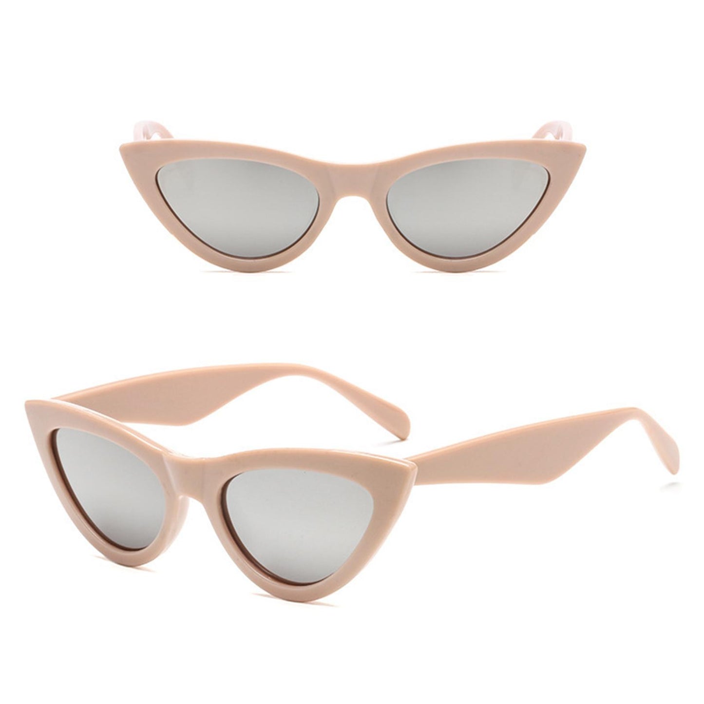 Riding Glasses Fishing Glasses Retro Vintage Cateye Sun Glasses for Women Beige
