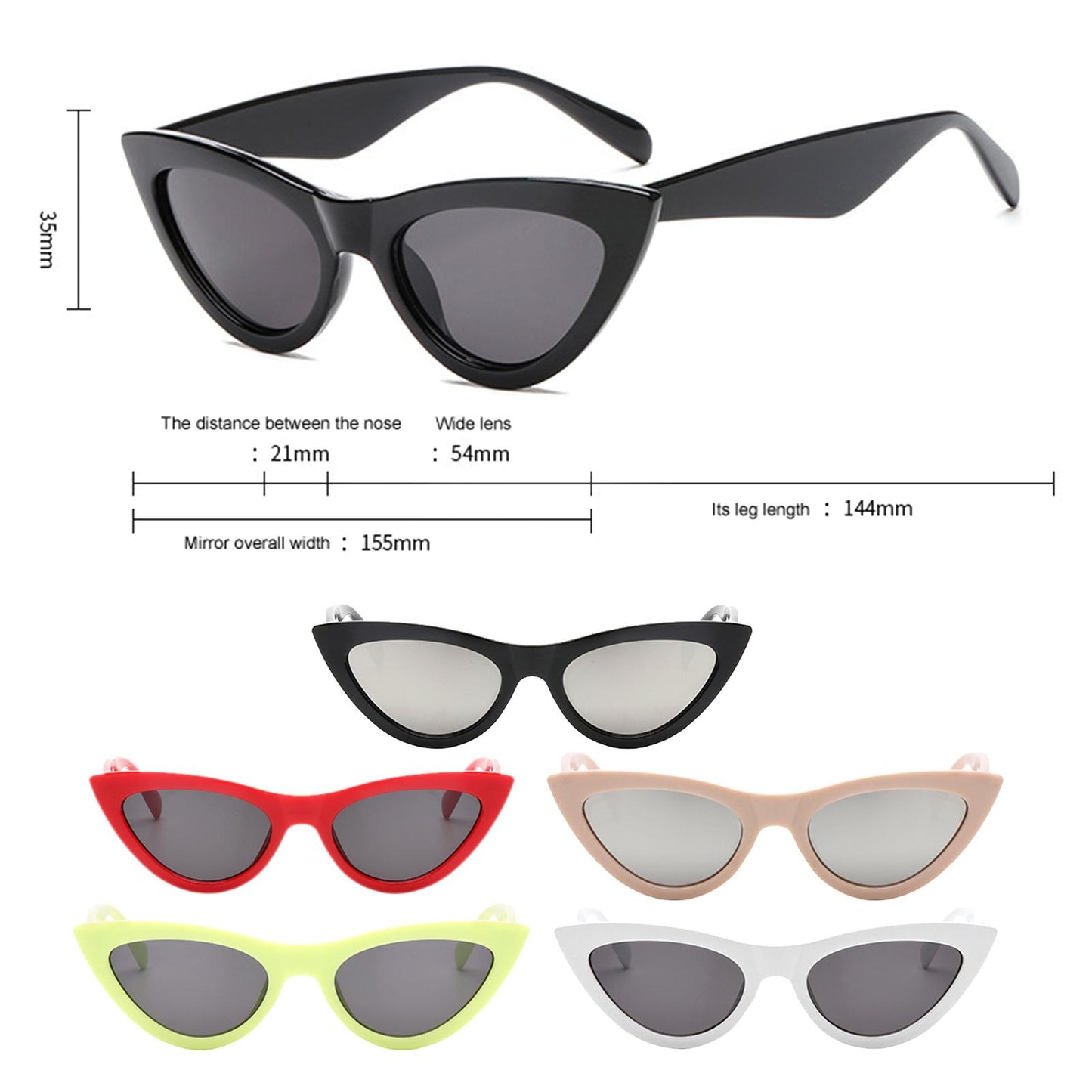 Riding Glasses Fishing Glasses Retro Vintage Cateye Sun Glasses for Women White