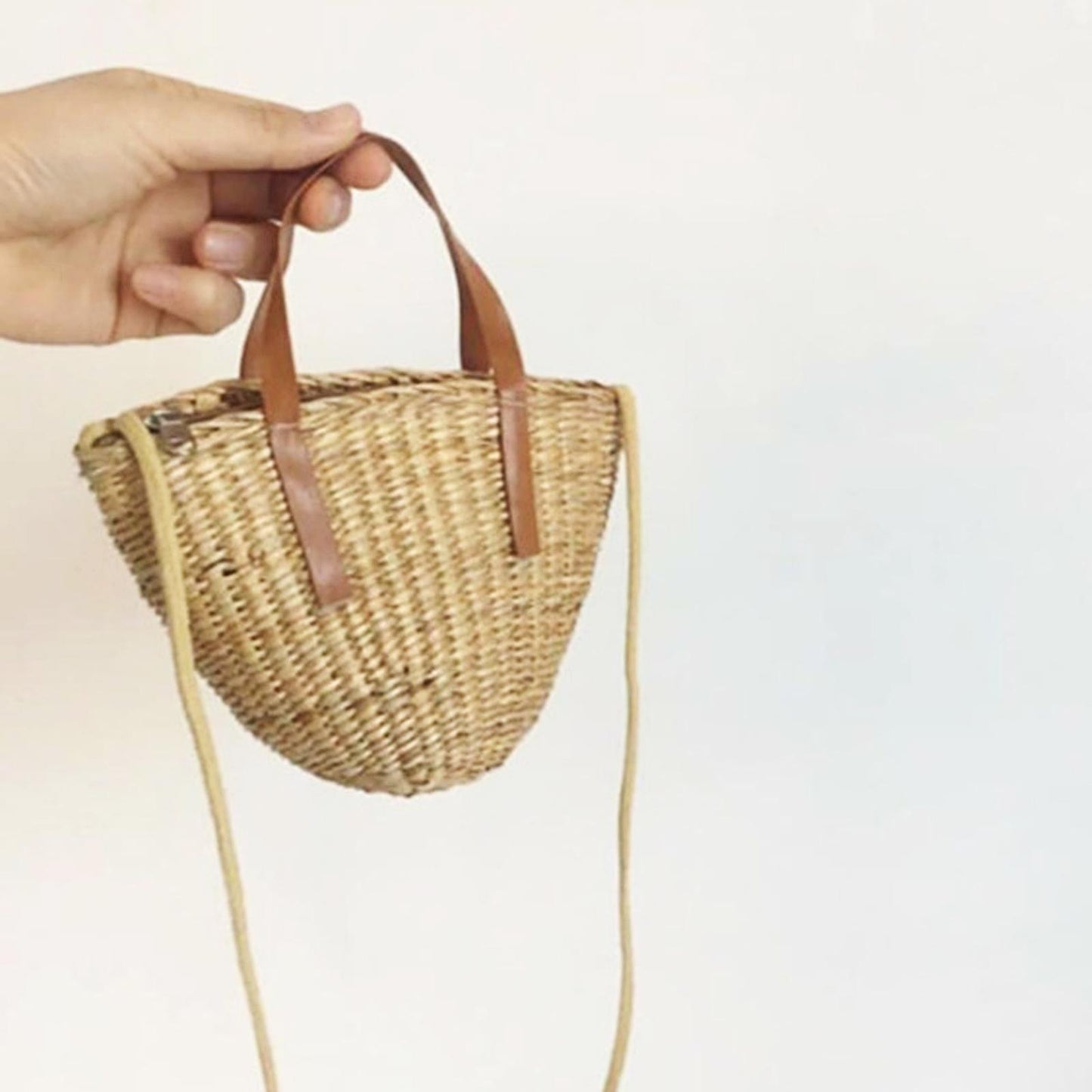Bamboo Backpack with Lid and Shoulder Strap Handwoven Rattan Basket for Kids