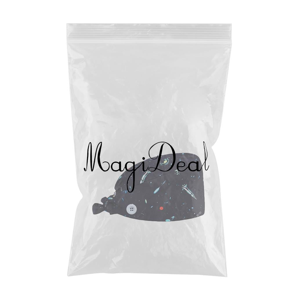 WOMEN SCRUB HAT SWEATBAND CAP BOUFFANT CAPS WITH BUTTONS Star