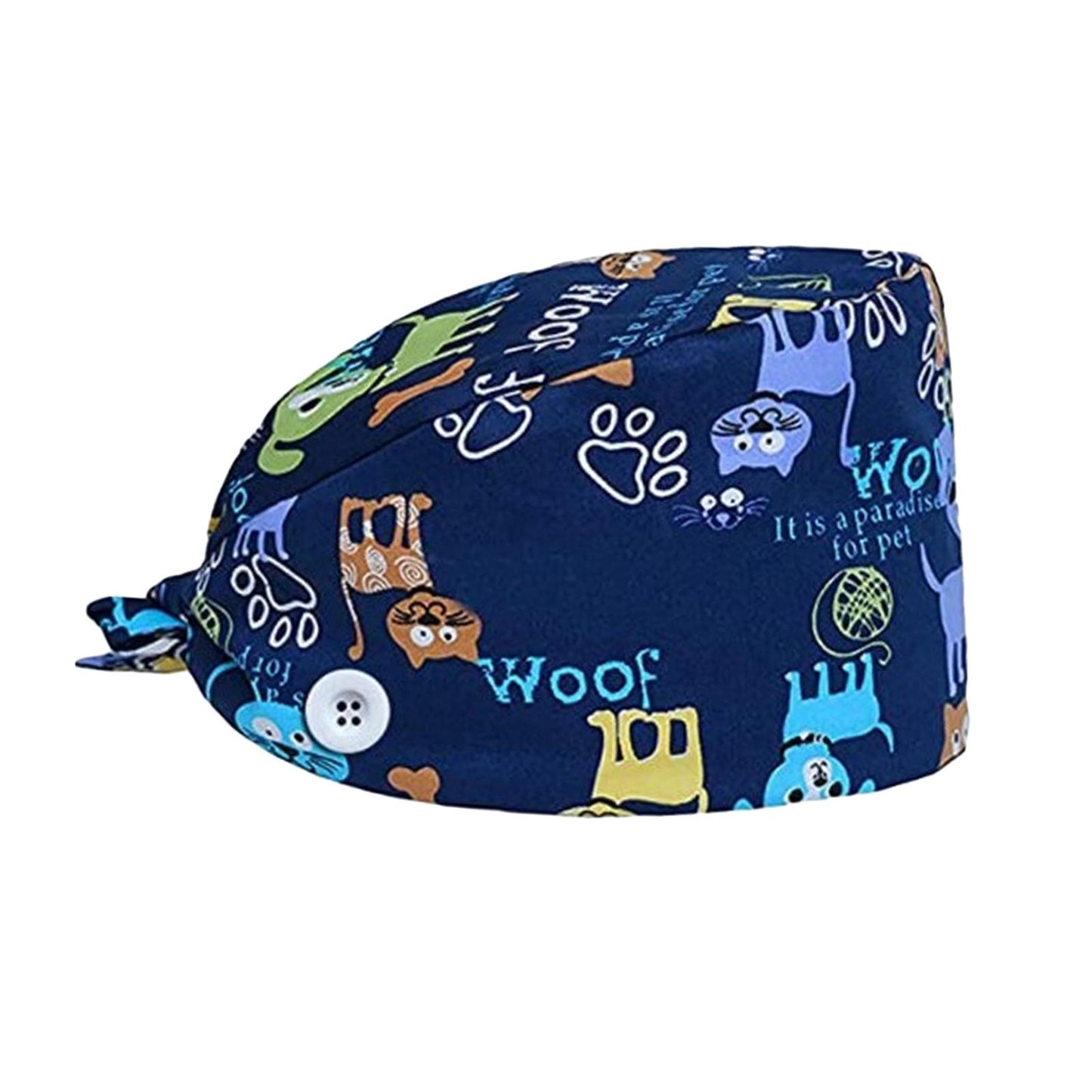WOMEN SCRUB HAT SWEATBAND CAP BOUFFANT CAPS WITH BUTTONS Car