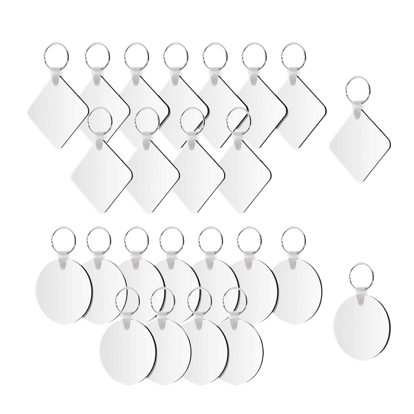 24Pcs DIY Blank Keychain with Key Rings Sublimation Heat Transfer Keychains
