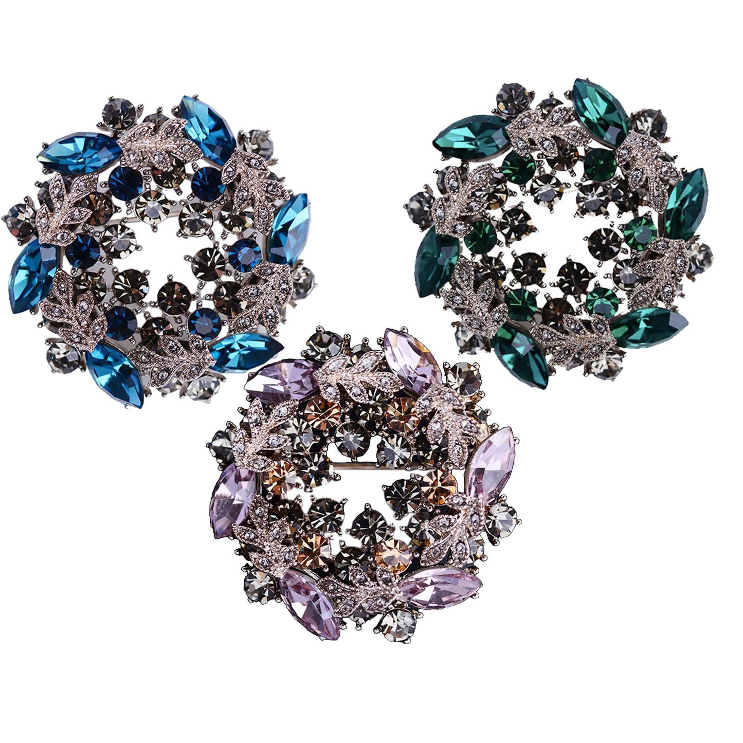 Crystal Rhinestone Pearl Brooch Pin Wedding Women Jewelry Corsage Purple
