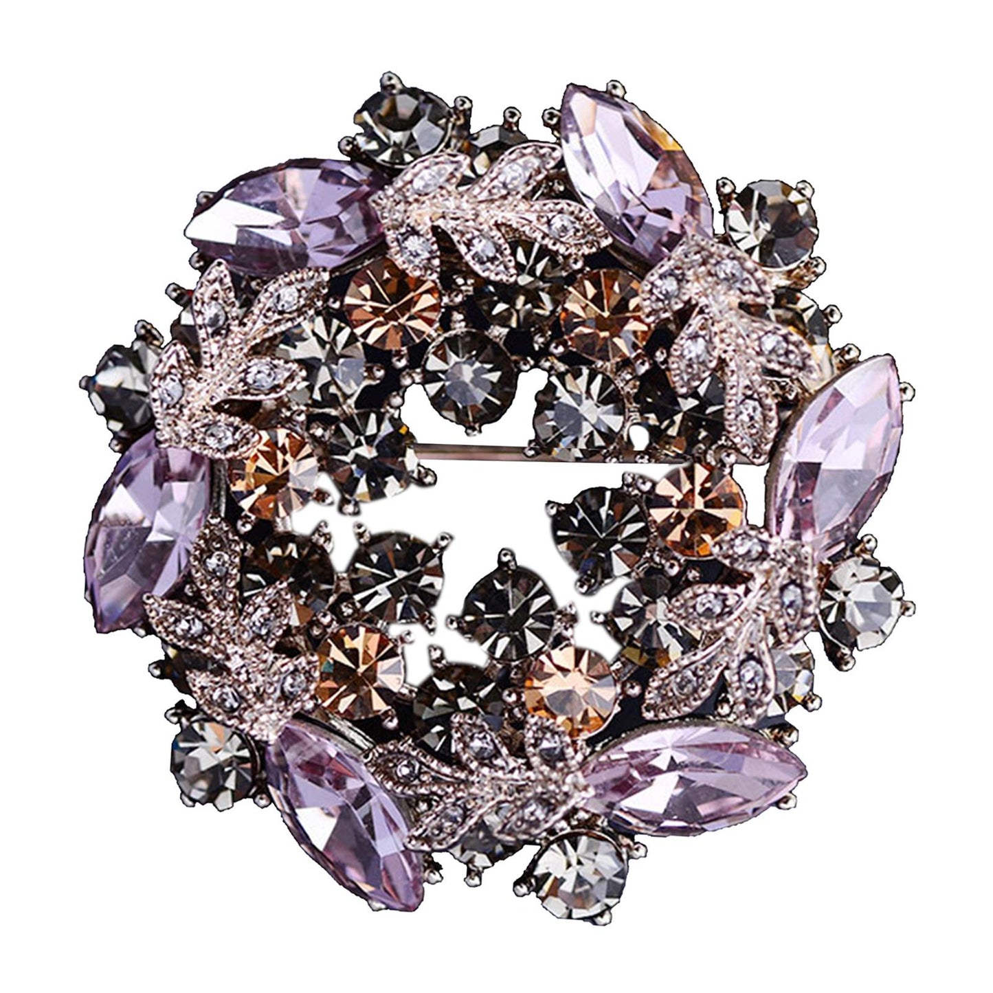 Crystal Rhinestone Pearl Brooch Pin Wedding Women Jewelry Corsage Purple