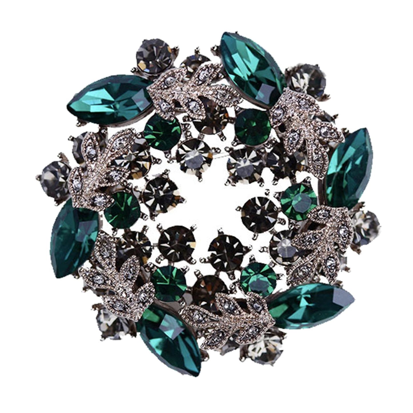 Crystal Rhinestone Pearl Brooch Pin Wedding Women Jewelry Corsage Green