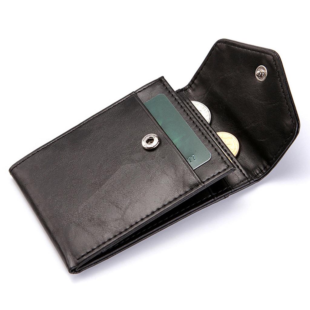 Men's PU Leather Cash Change Money Slim Blocking Bifold Wallet Black