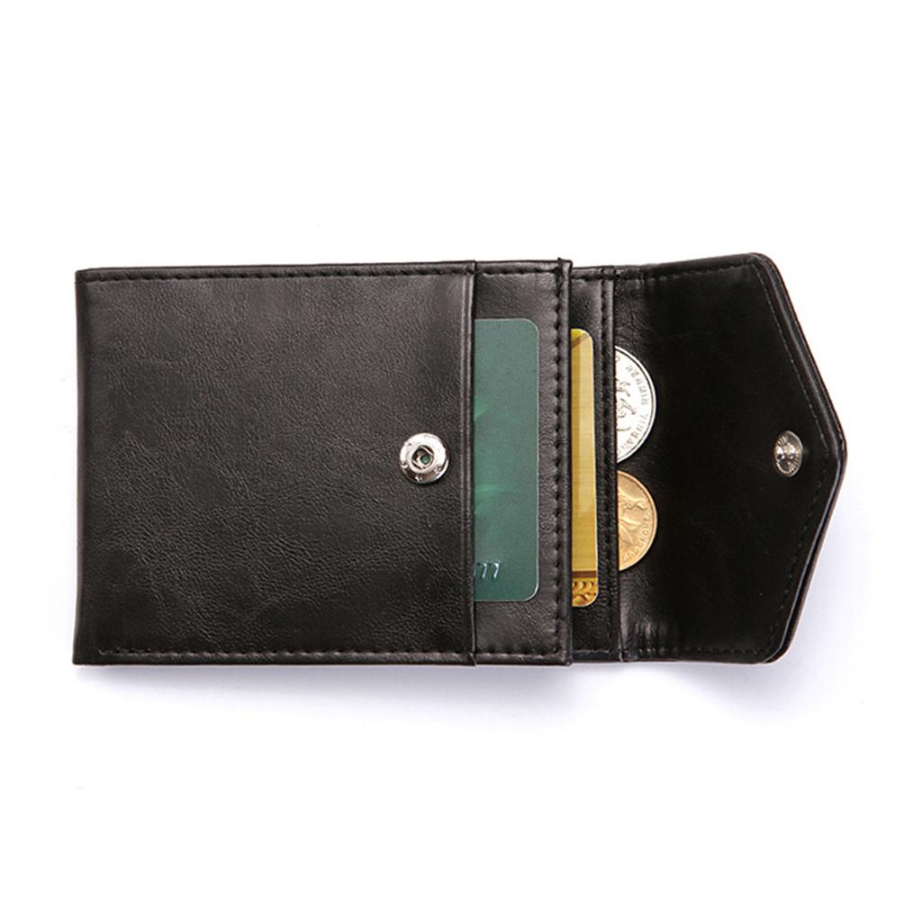 Men's PU Leather Cash Change Money Slim Blocking Bifold Wallet Black