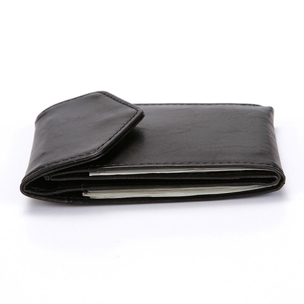 Men's PU Leather Cash Change Money Slim Blocking Bifold Wallet Black