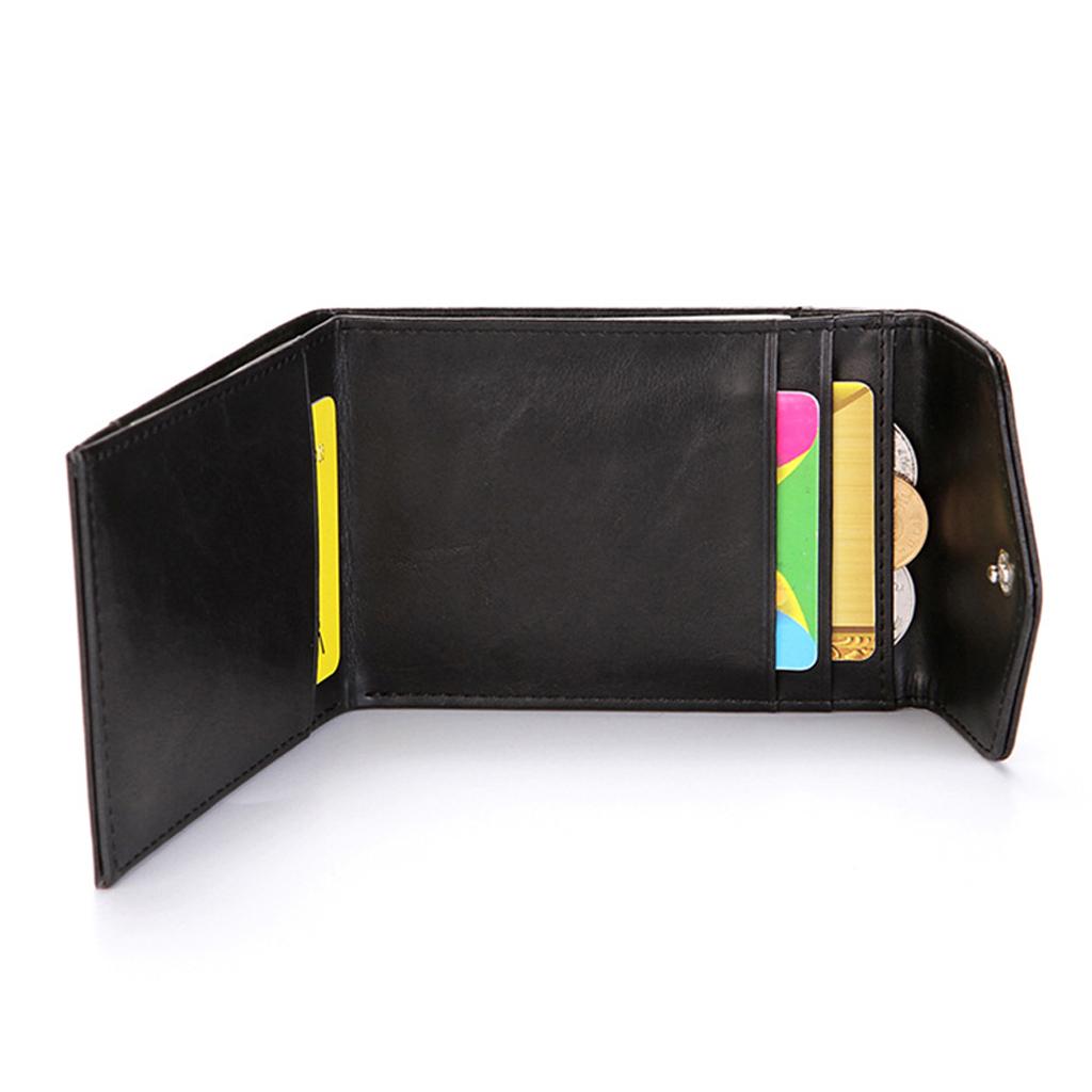 Men's PU Leather Cash Change Money Slim Blocking Bifold Wallet Black