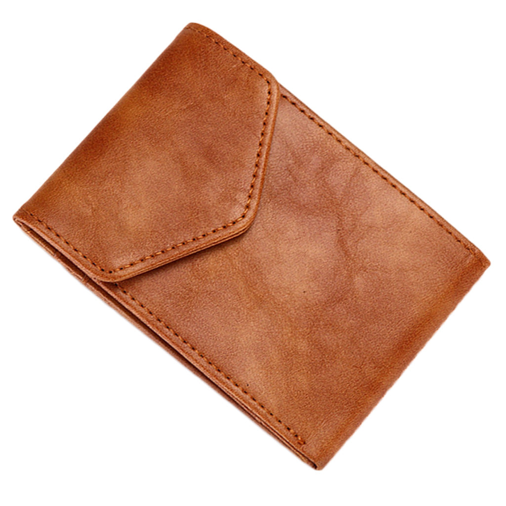 Men's PU Leather Cash Change Money Slim Blocking Bifold Wallet Light Brown