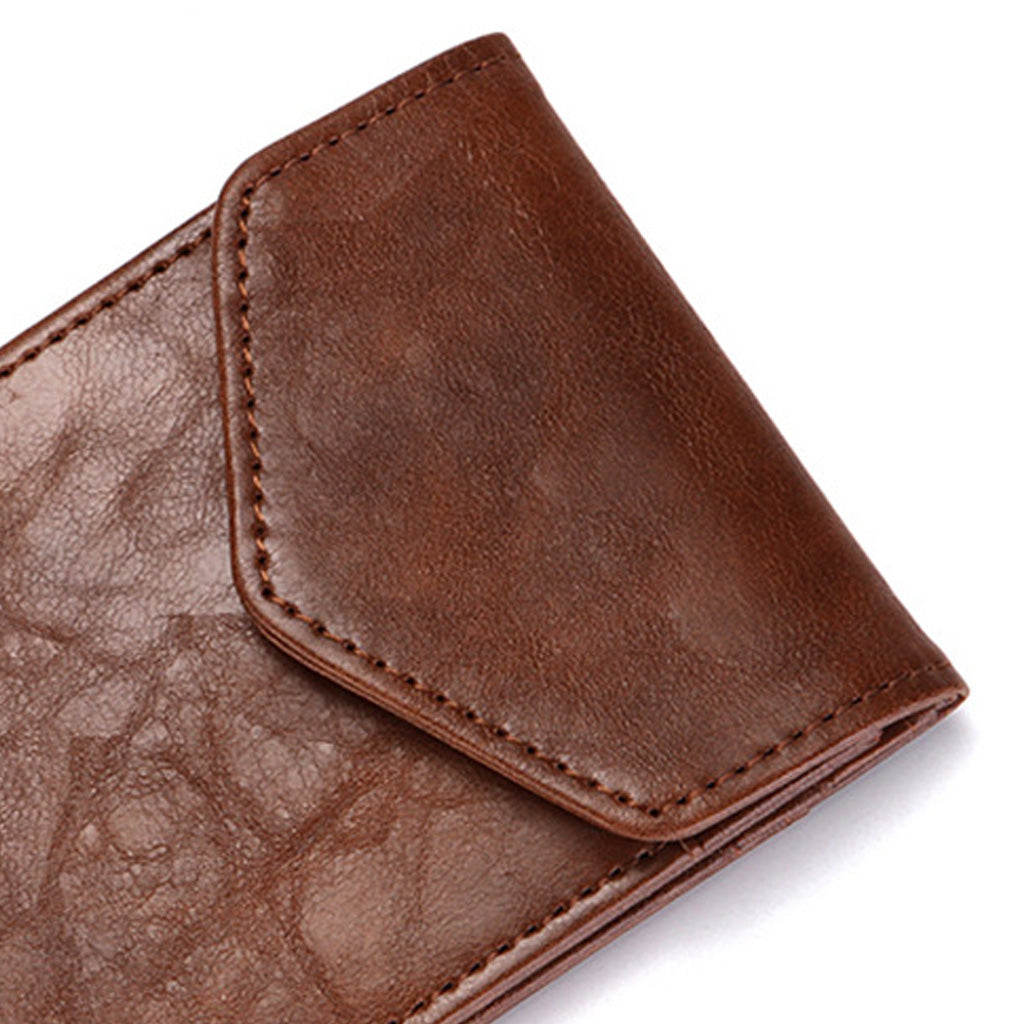 Men's PU Leather Cash Change Money Slim Blocking Bifold Wallet Dark Brown