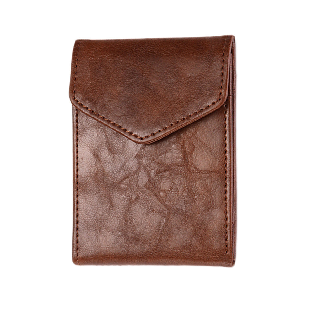 Men's PU Leather Cash Change Money Slim Blocking Bifold Wallet Dark Brown