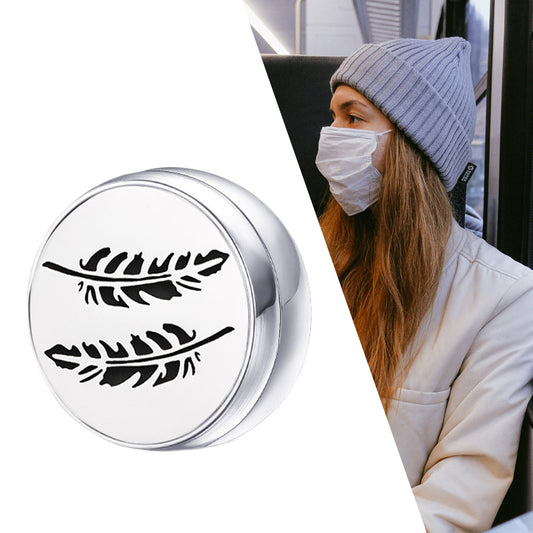 Stainless Steel Essential Oil Diffuser Locket Button for Face Mask Leaf