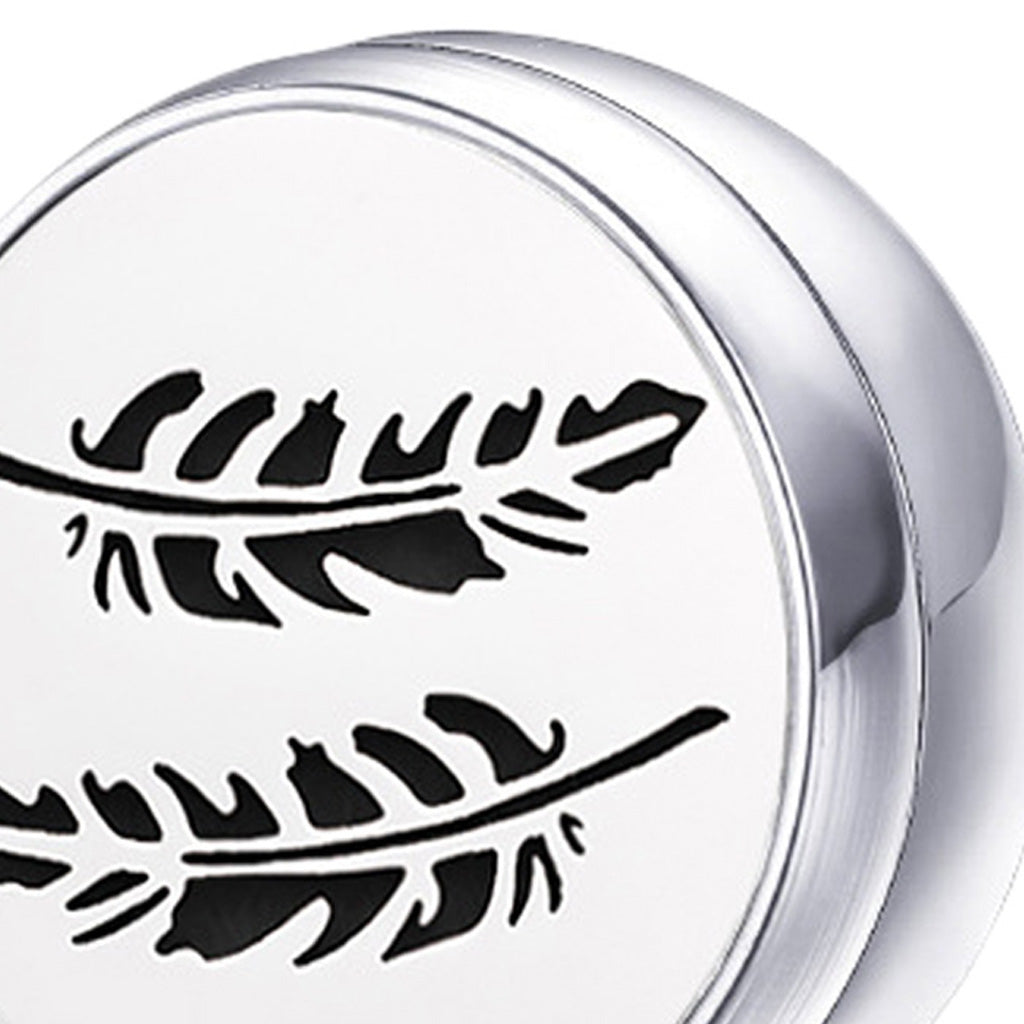 Stainless Steel Essential Oil Diffuser Locket Button for Face Mask Leaf