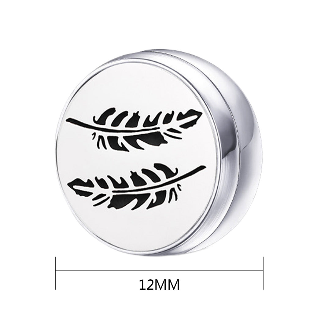 Stainless Steel Essential Oil Diffuser Locket Button for Face Mask Leaf