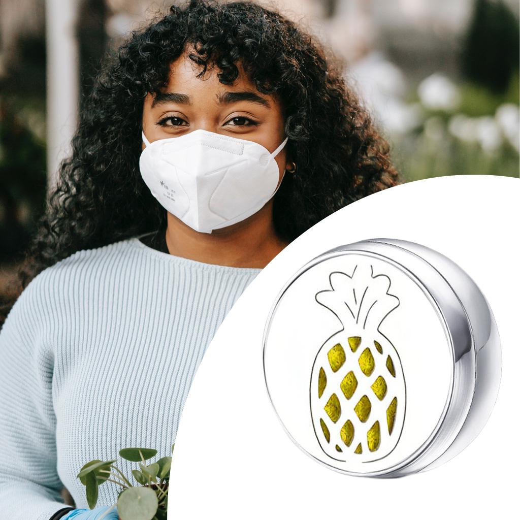 Stainless Steel Essential Oil Diffuser Locket Button for Face Mask Pineapple