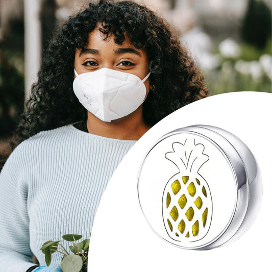 Stainless Steel Essential Oil Diffuser Locket Button for Face Mask Pineapple
