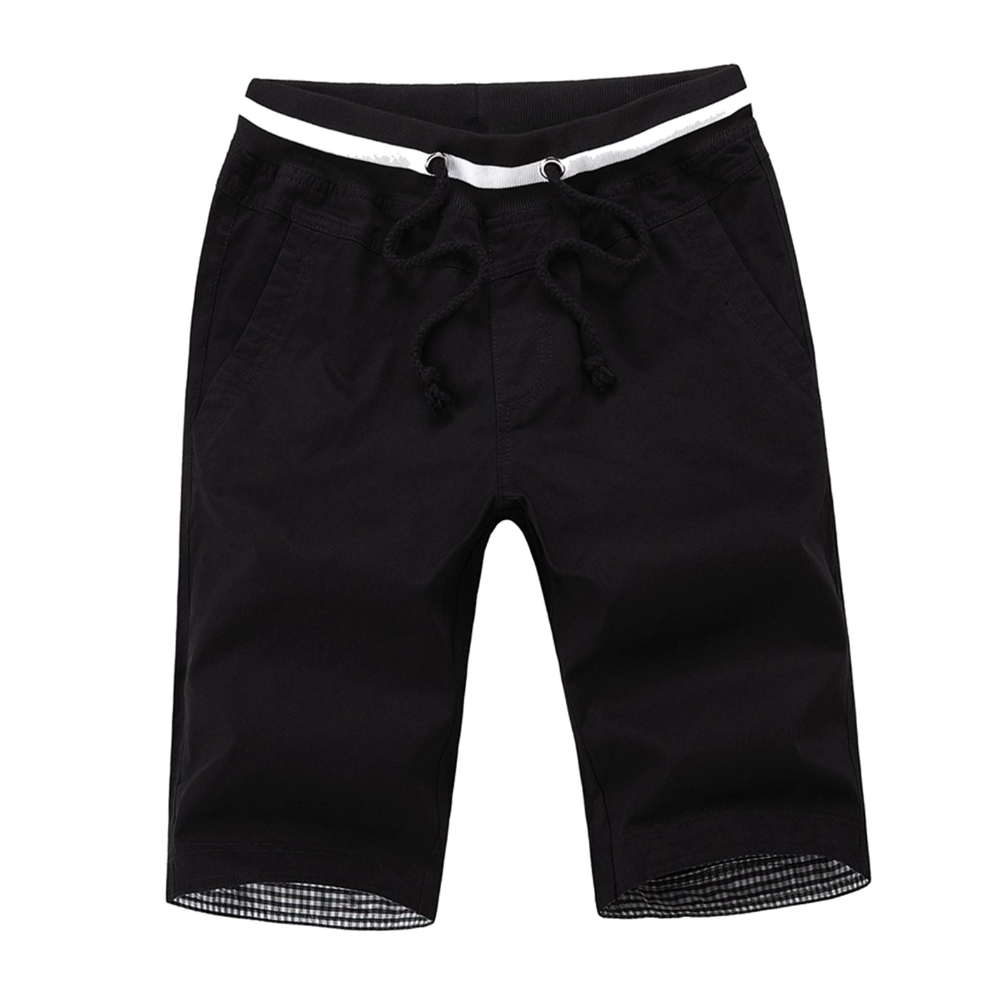 Men's Summer Shorts Cotton Joggers Classic Fit Pocket Pants Black L