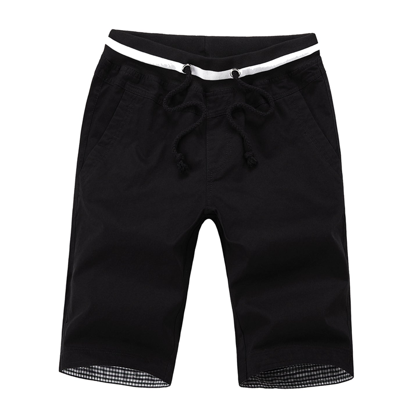 Men's Summer Shorts Cotton Joggers Classic Fit Pocket Pants Black L