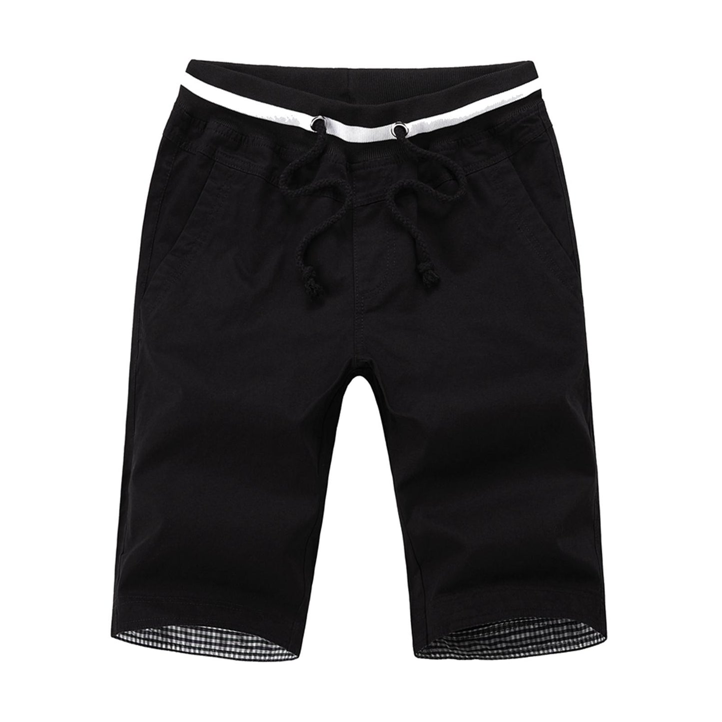 Men's Summer Shorts Cotton Joggers Classic Fit Pocket Pants Black XXL