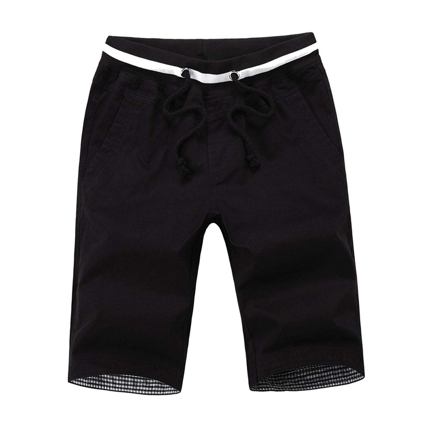 Men's Summer Shorts Cotton Joggers Classic Fit Pocket Pants Black 3XL
