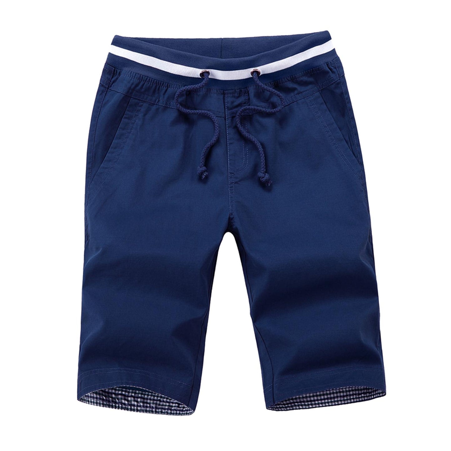 Men's Summer Shorts Cotton Joggers Classic Fit Pocket Pants Dark Blue M