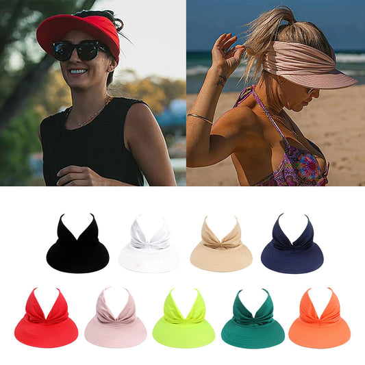 Hollow Top Summer Visor Outdoors Beach Hats for Women Girls Orange