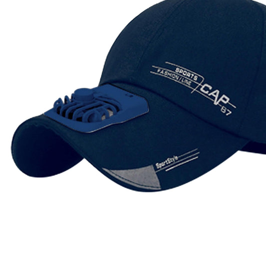 Outdoor Cooling Fan Hat Baseball Cap Sun Hat Outdoor Camping Blue