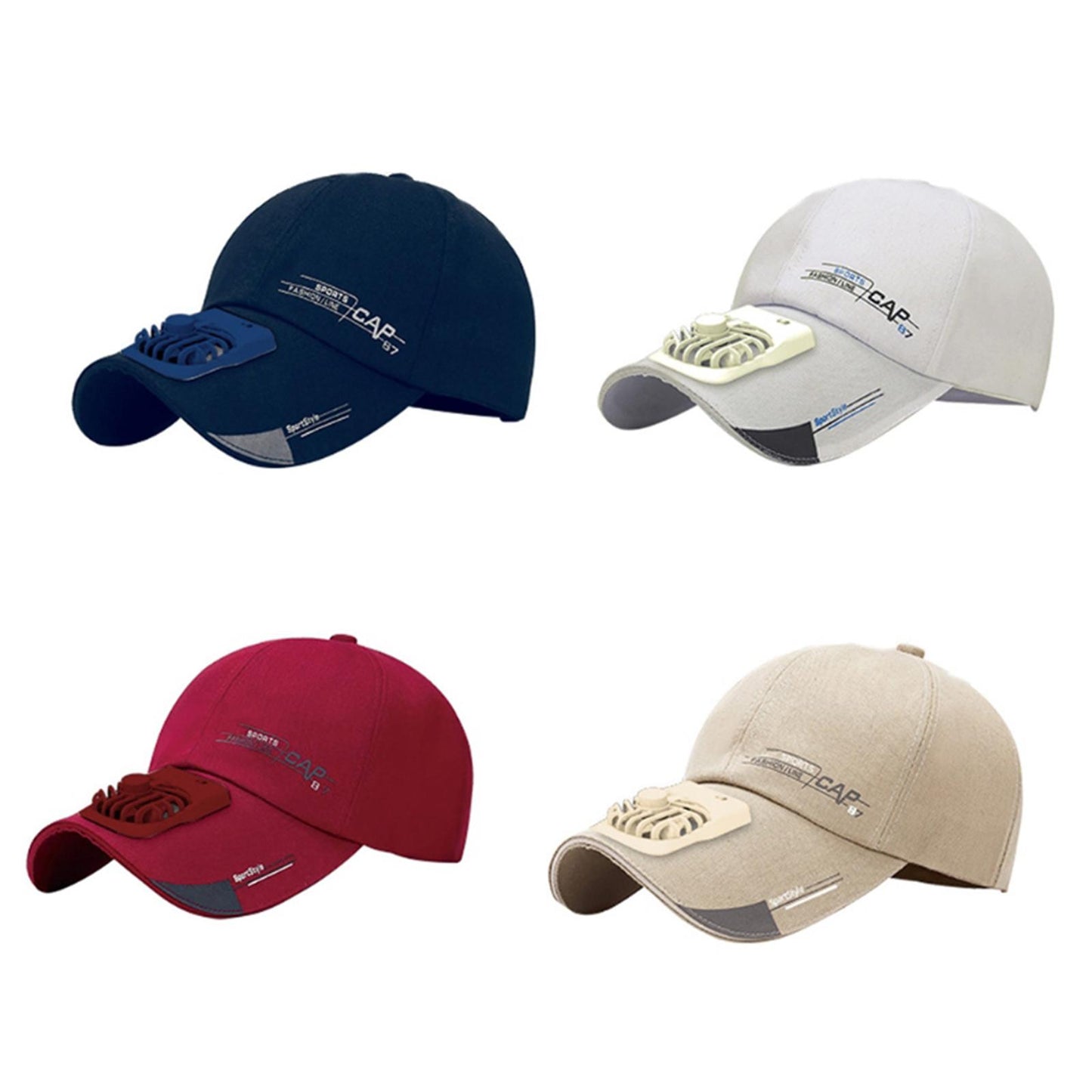 Outdoor Cooling Fan Hat Baseball Cap Sun Hat Outdoor Camping Blue