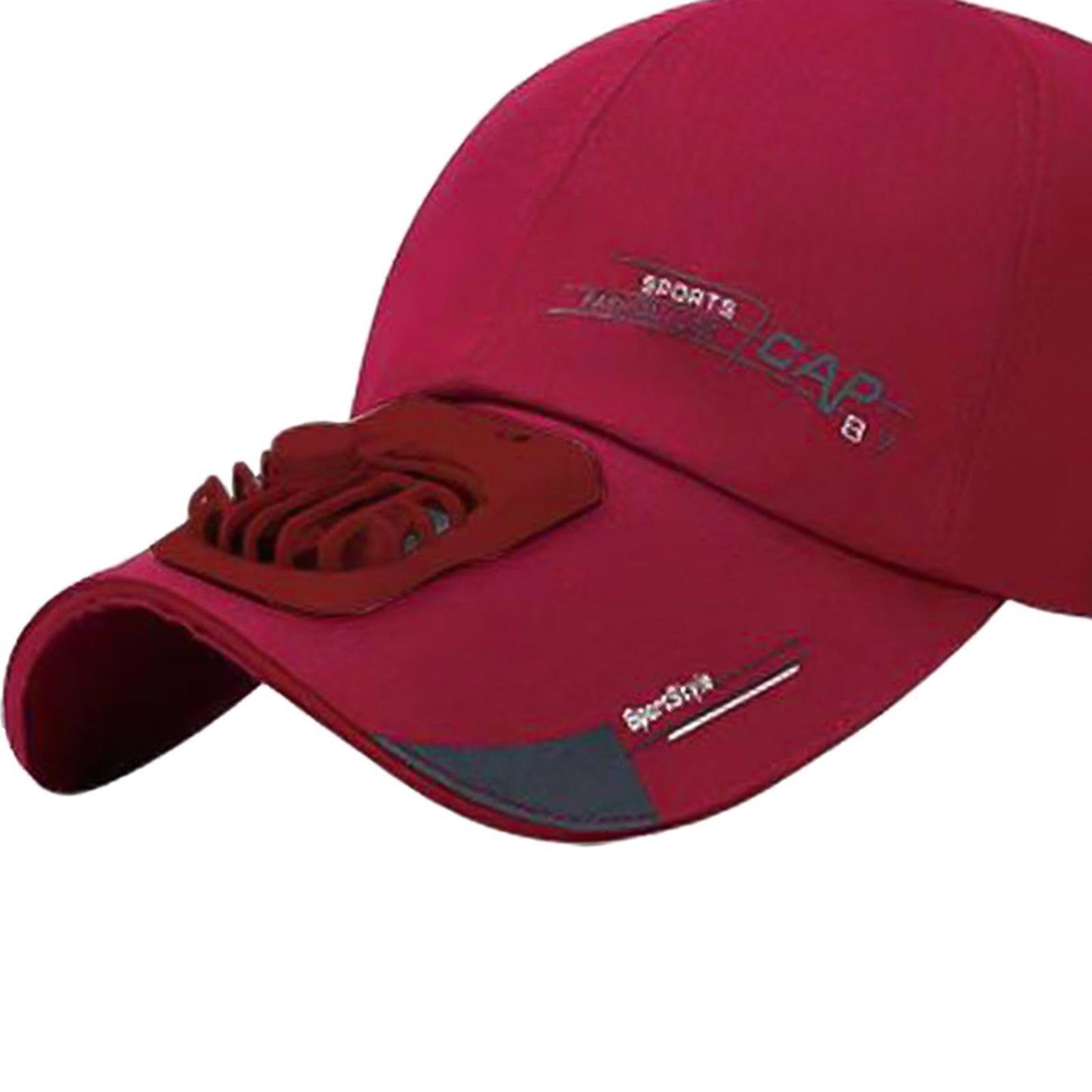 Outdoor Cooling Fan Hat Baseball Cap Sun Hat Outdoor Camping Wine Red