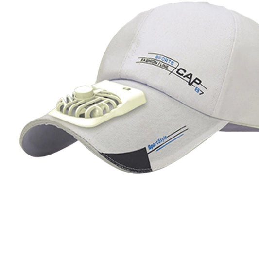 Outdoor Cooling Fan Hat Baseball Cap Sun Hat Outdoor Camping Beige