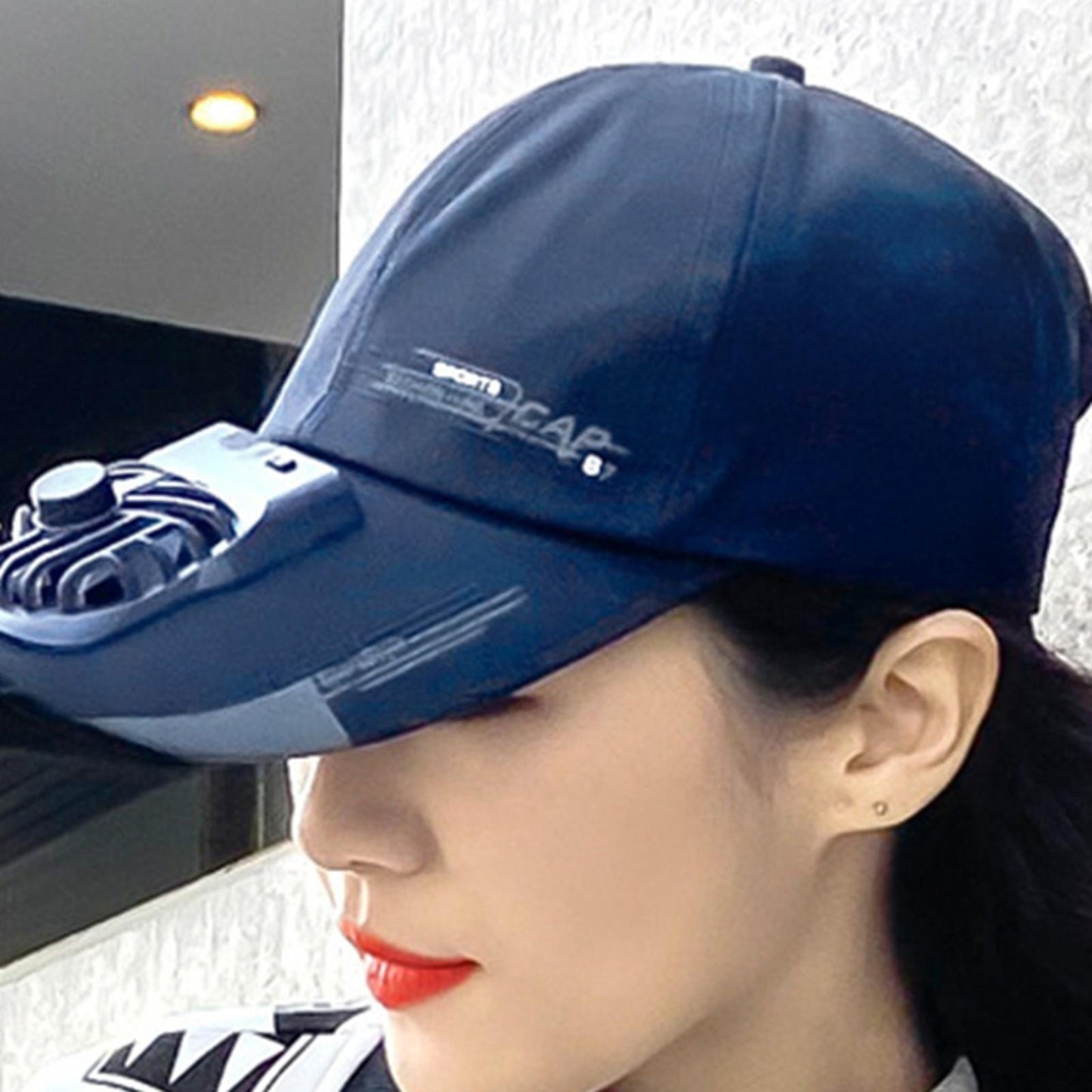 Outdoor Cooling Fan Hat Baseball Cap Sun Hat Outdoor Camping Beige