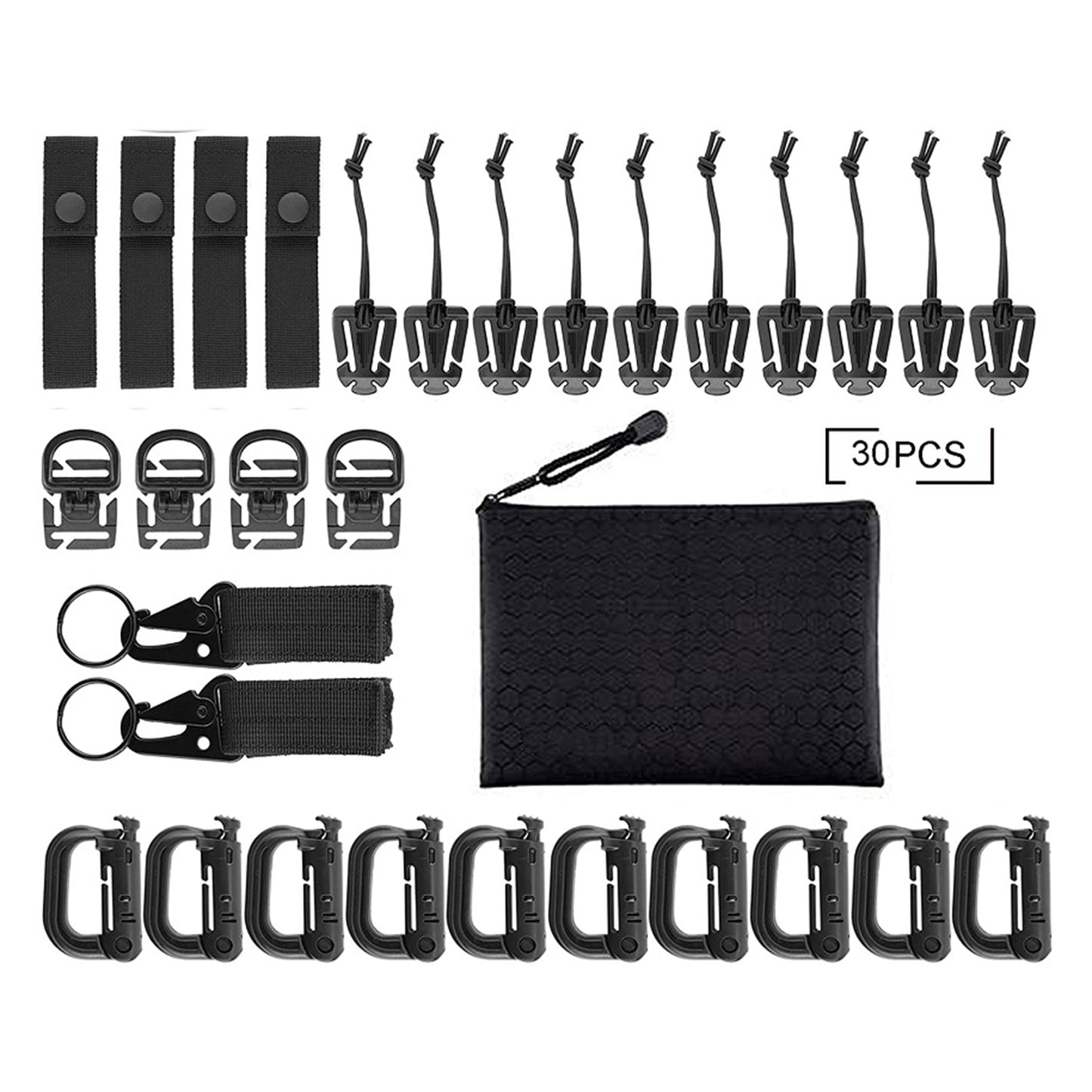 30Pieces Attachments for Molle Backpack Tactical Vest Gear Clip MOD Strap