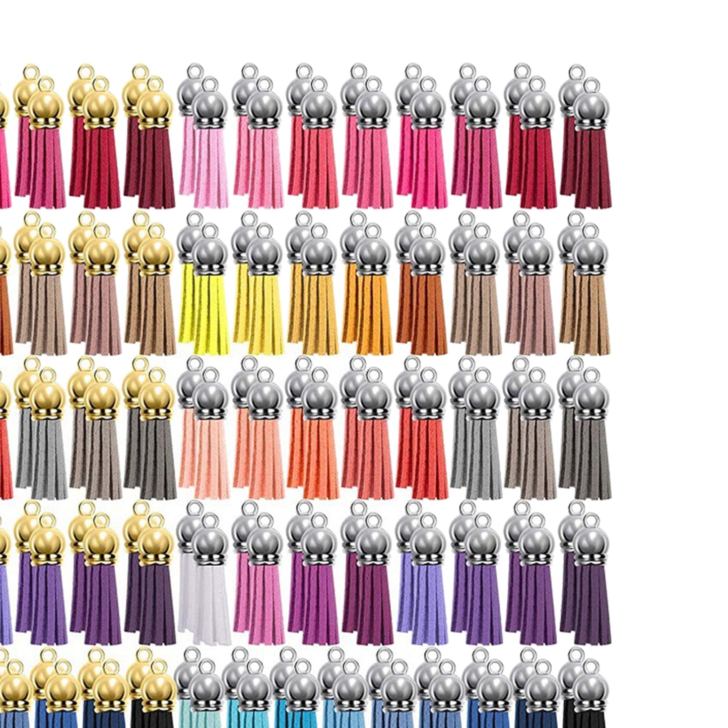 200 Multi-Color Faux Leather Suede Tassel Pendants Charm DIY Keychain Crafts