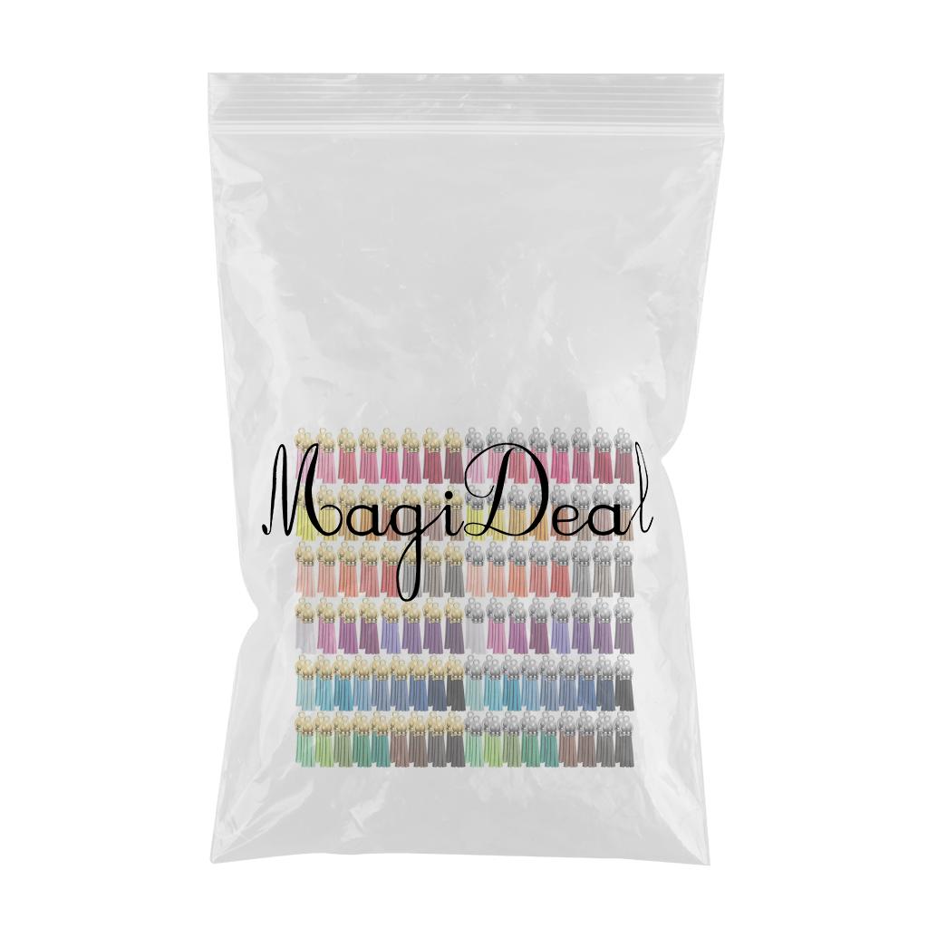 200 Multi-Color Faux Leather Suede Tassel Pendants Charm DIY Keychain Crafts