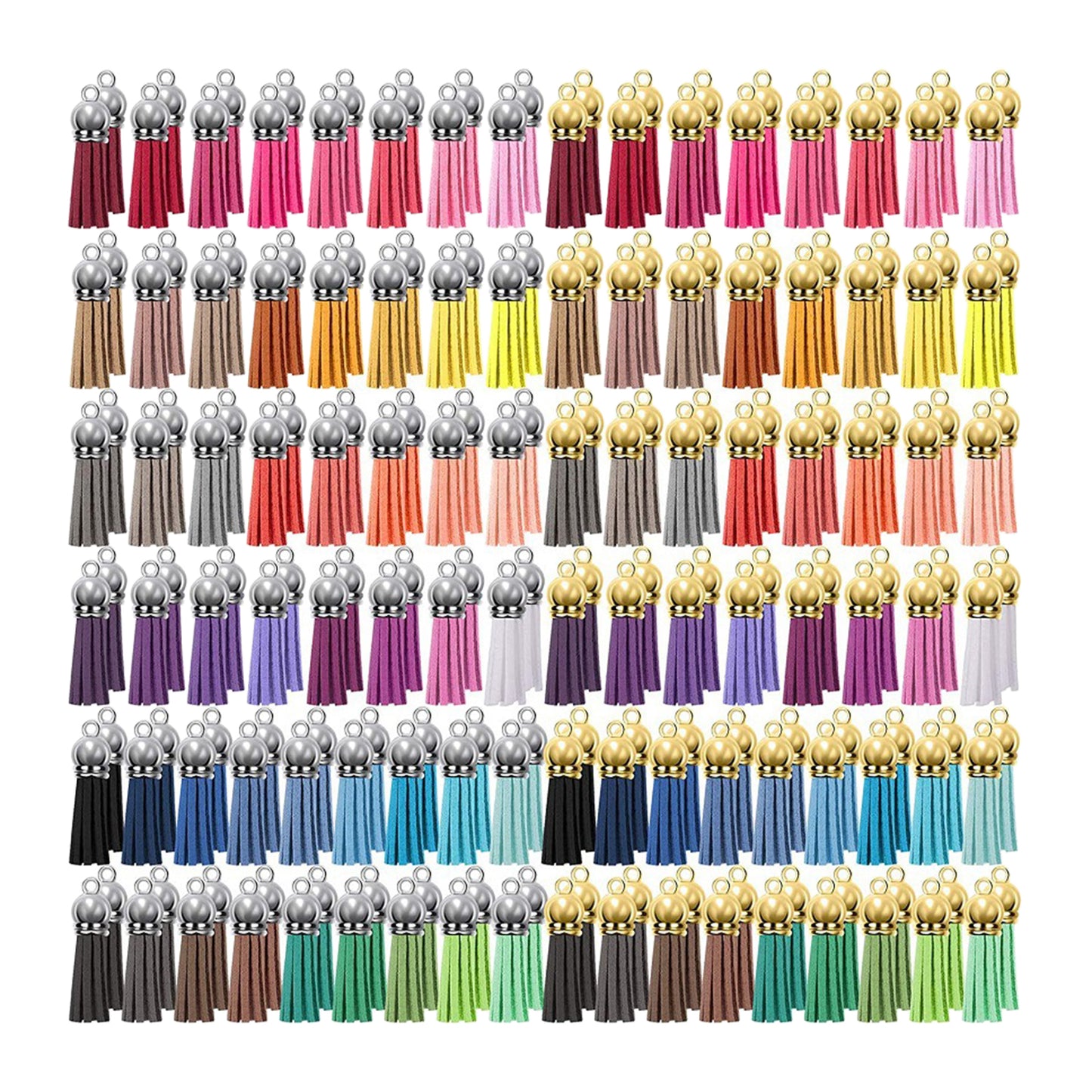 200 Multi-Color Faux Leather Suede Tassel Pendants Charm DIY Keychain Crafts