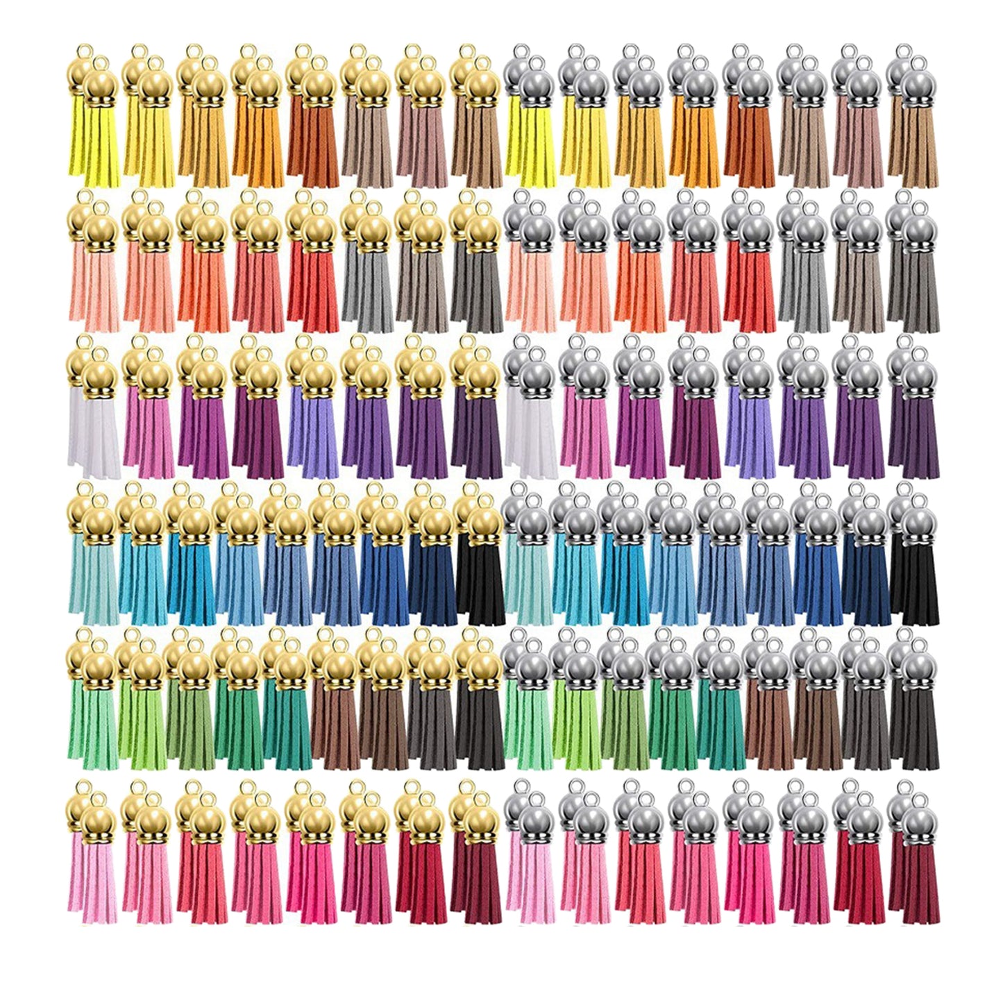200 Multi-Color Faux Leather Suede Tassel Pendants Charm DIY Keychain Crafts