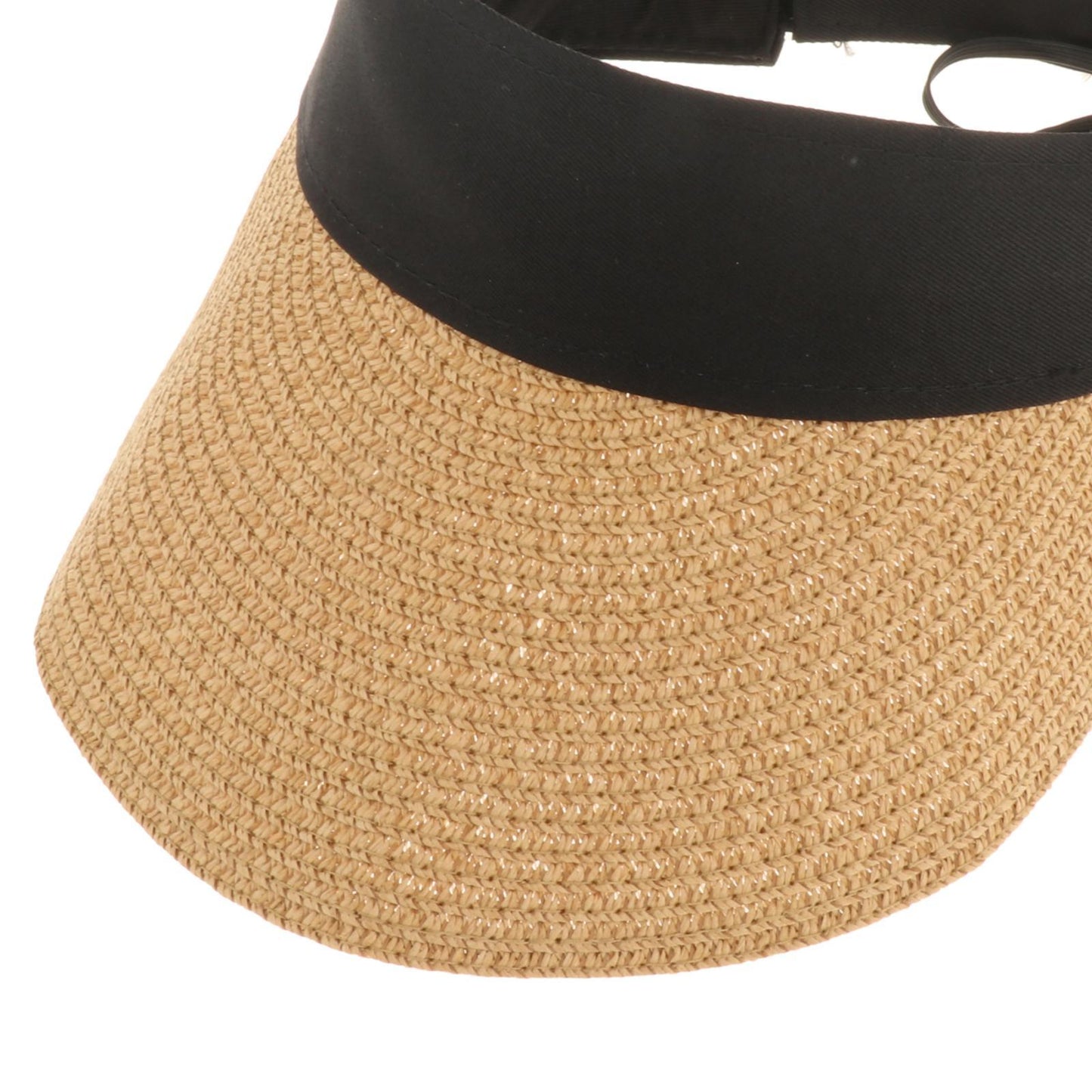 Women Straw Sun Visor Hat Wide Brim Summer UV Protection Beach Cap Khaki
