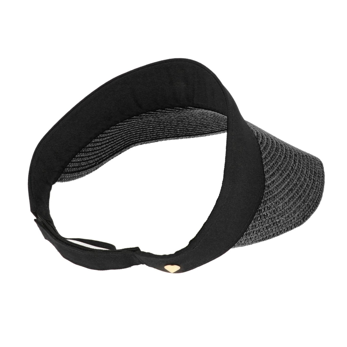 Women Straw Sun Visor Hat Wide Brim Summer UV Protection Beach Cap Black