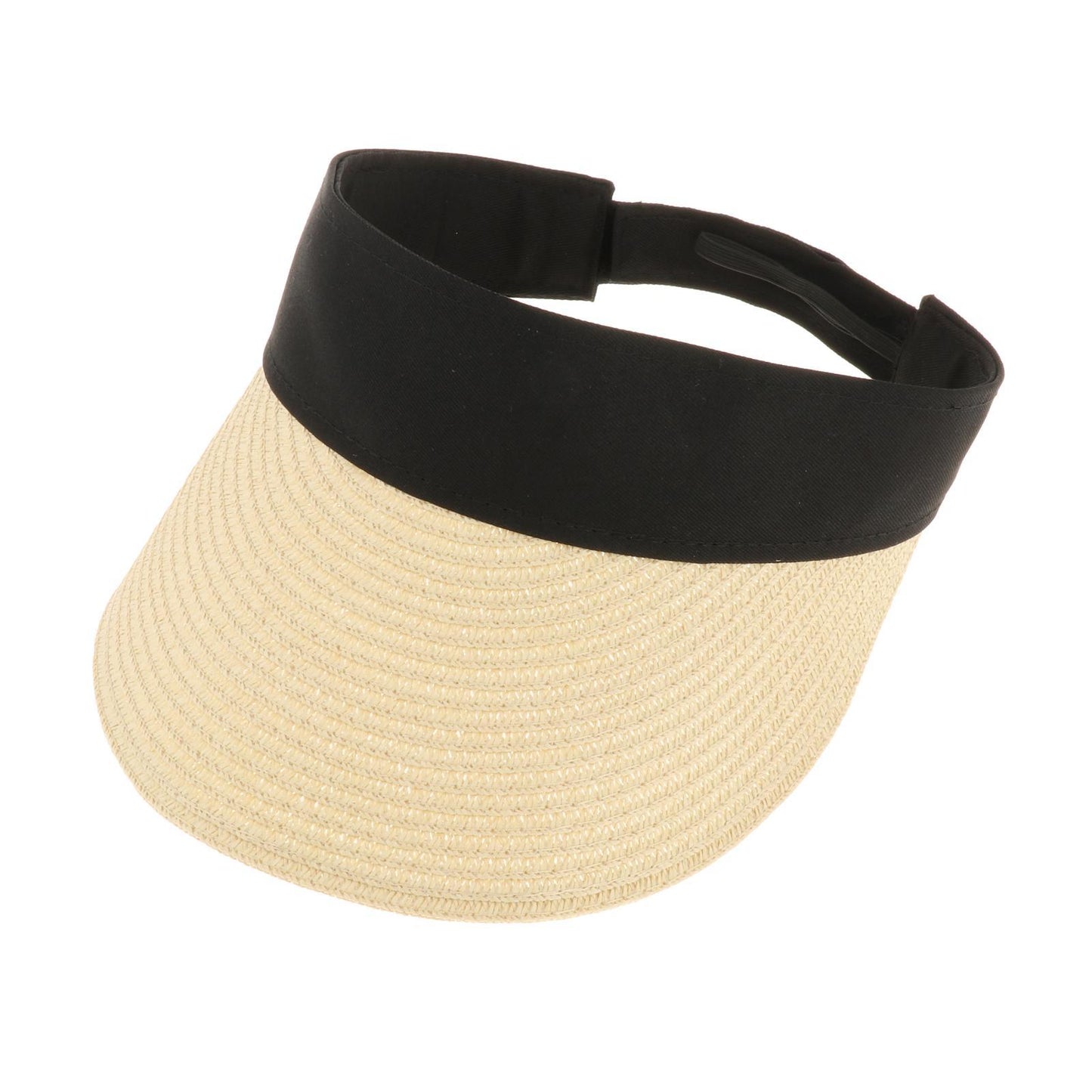 Women Straw Sun Visor Hat Wide Brim Summer UV Protection Beach Cap Beige