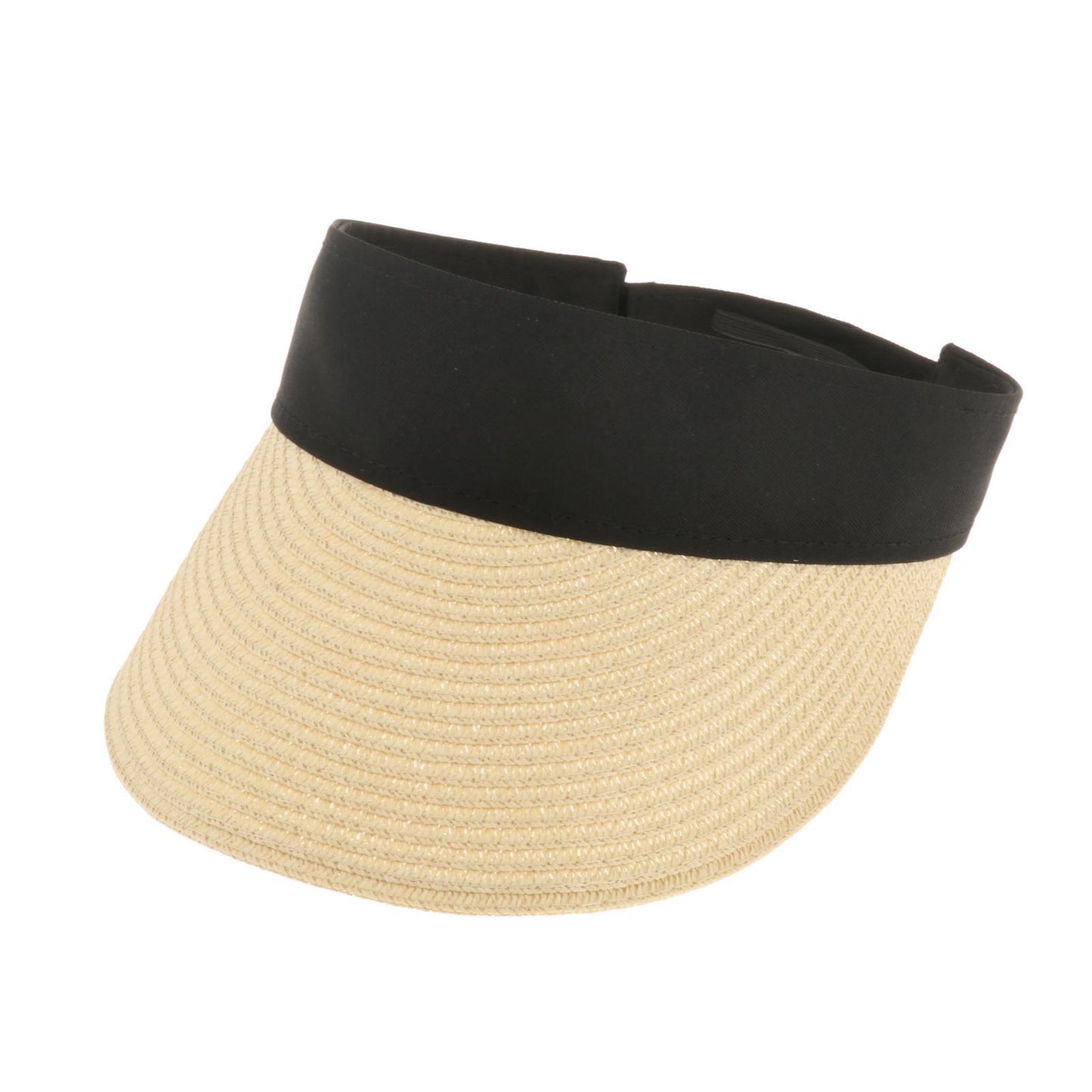 Women Straw Sun Visor Hat Wide Brim Summer UV Protection Beach Cap Beige