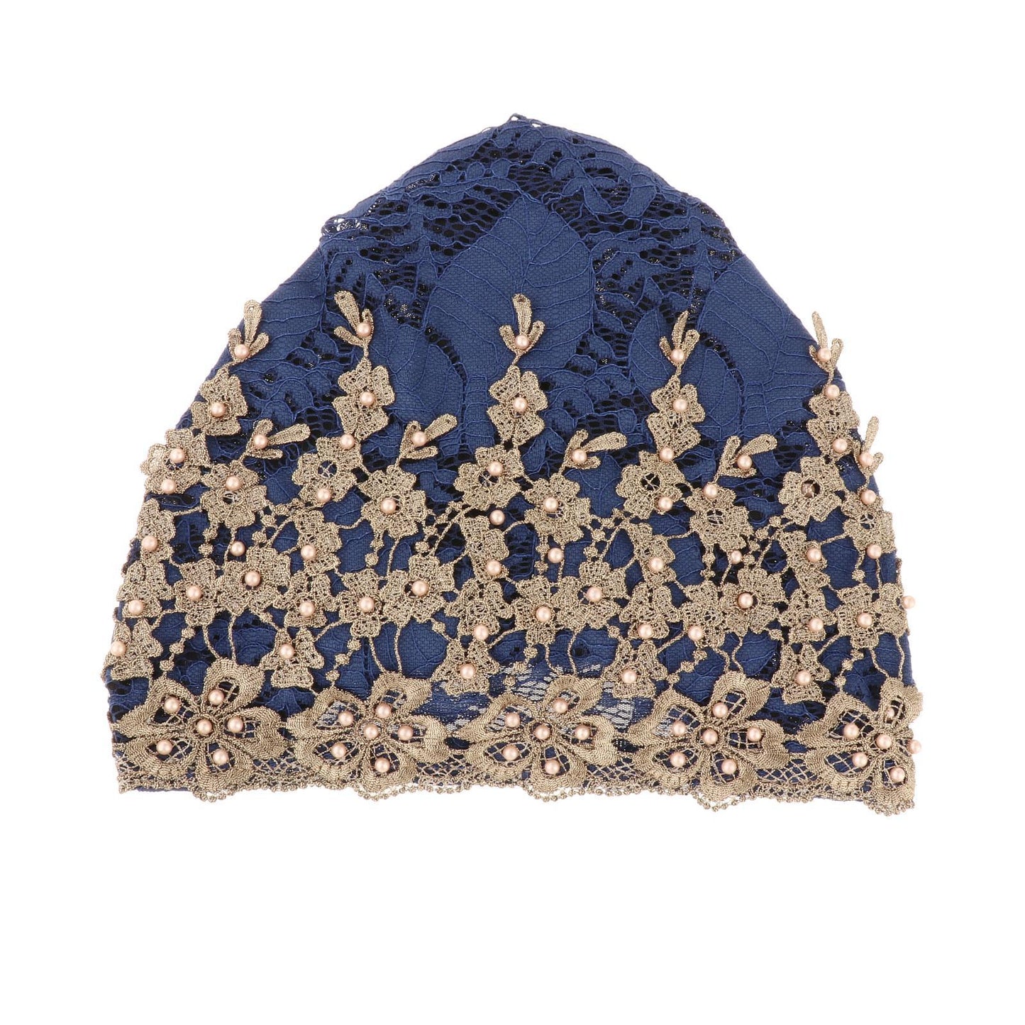 Women Beanie Floral Ladies Cancer Chemo Hat Headwrap Slouchy Cap Dark Blue