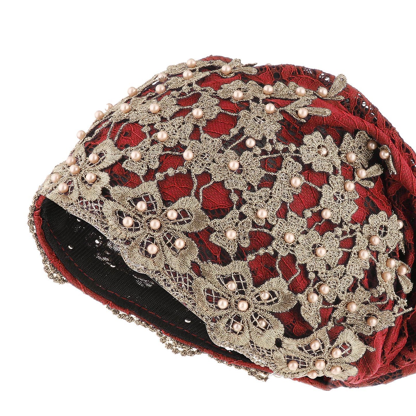 Women Beanie Floral Ladies Cancer Chemo Hat Headwrap Slouchy Cap Dark Red