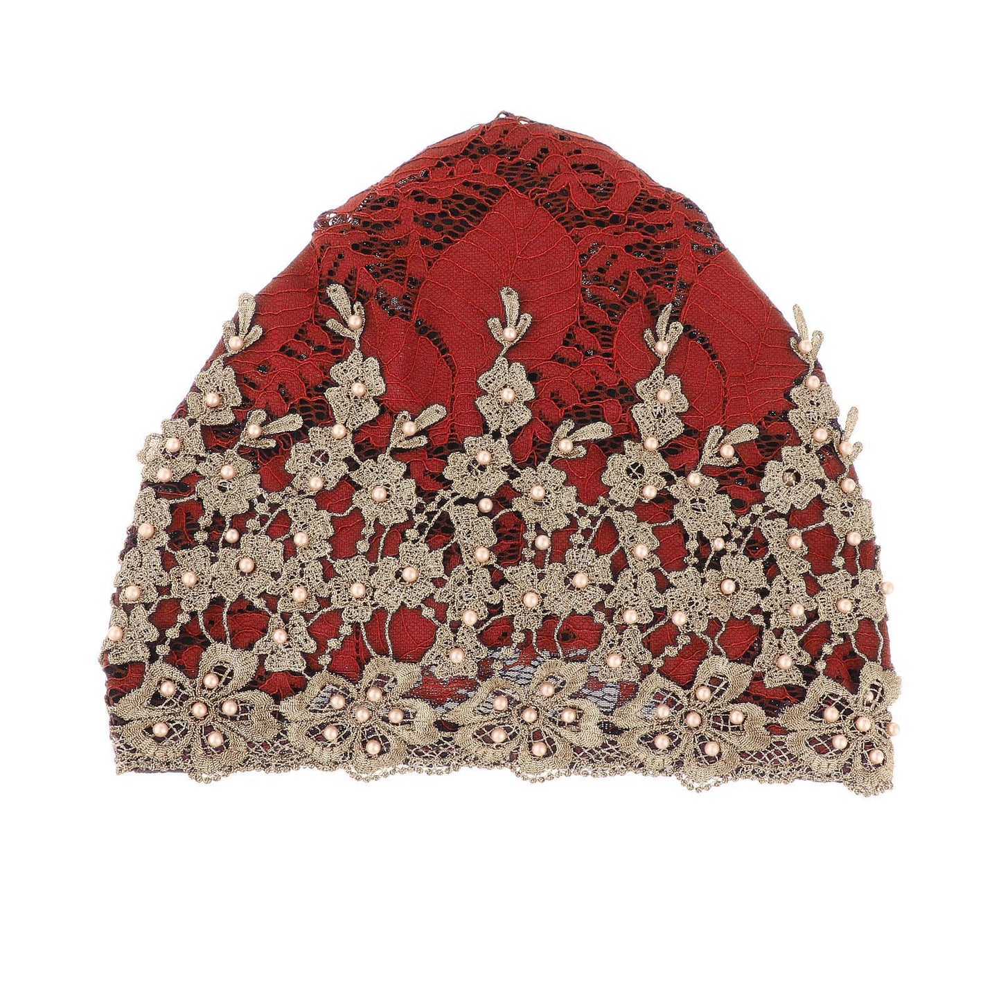 Women Beanie Floral Ladies Cancer Chemo Hat Headwrap Slouchy Cap Dark Red